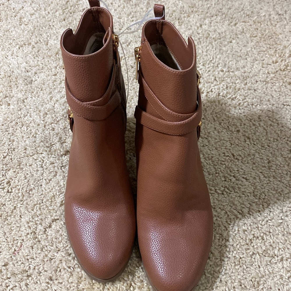 Michael Kors NEW heeled ankle boots brown cognac size 8 - Picture 3 of 13